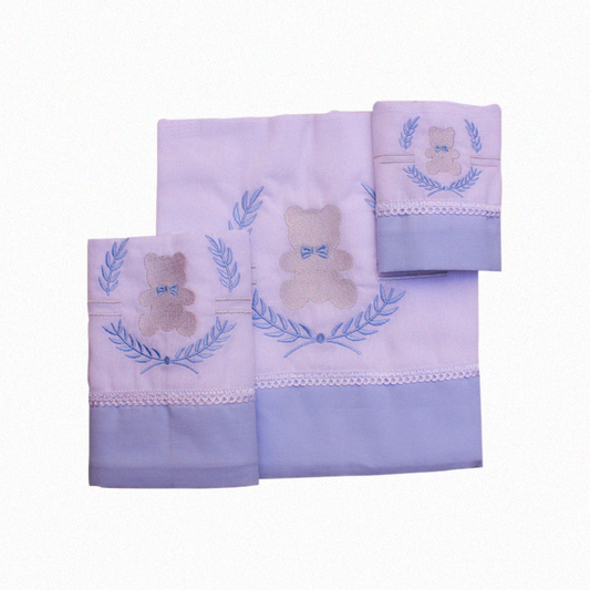 Kit com 3 peças (toalha fralda, lenço de boca e fralda de passeio) - Masculino - Cor Branca