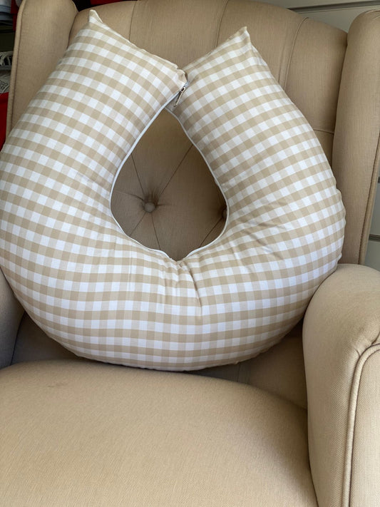 Almofada de Amamentação Coleçao Encanto Xadrez-Beje