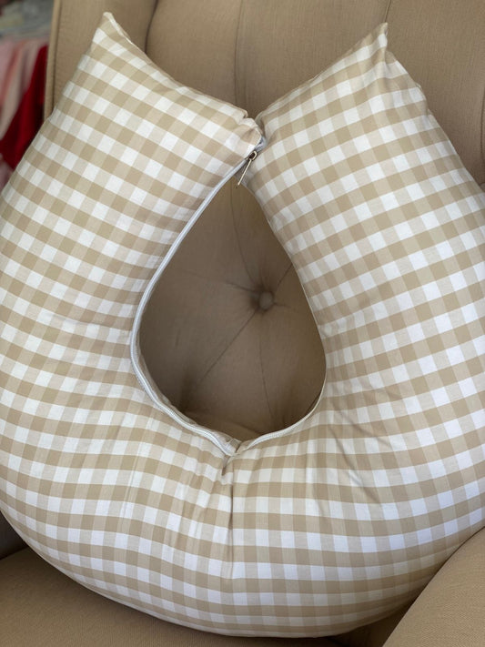 Almofada de Amamentação Coleçao Encanto Xadrez-Beje