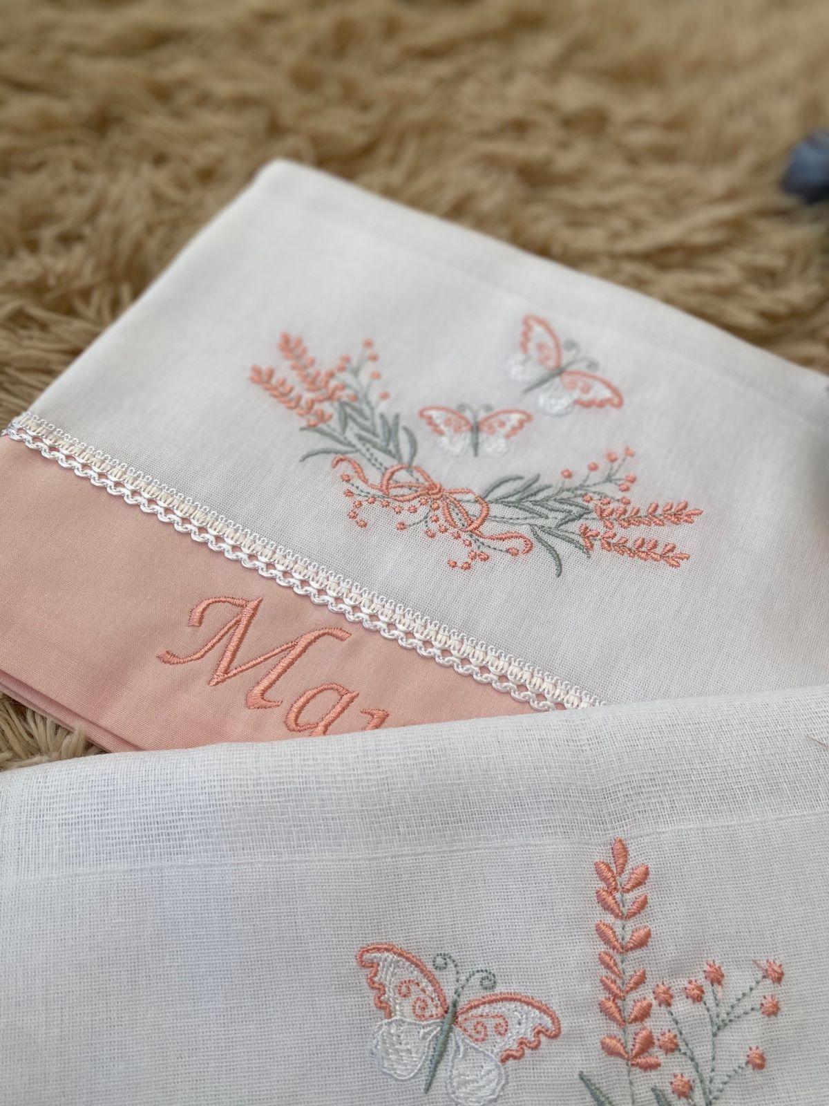 Kit 3 Fraldas Multi-Função- Feminino -Rosa Nuvem-Trio Borboletas