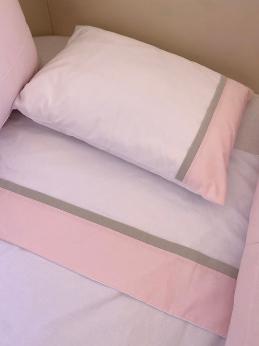 Jogo de lencol 3pcs--Rosa/Cinza- Feminino