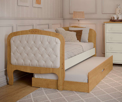 Cama Babá Provence Capitonê - Off White | Freijó