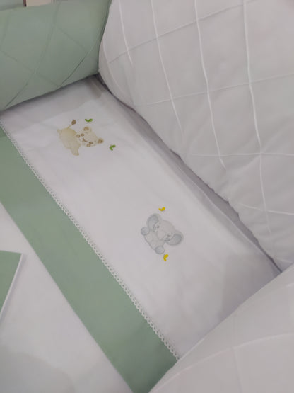 Kit de Berço - Superior Luxo - 8 peças - Masculino - Branco e Verde