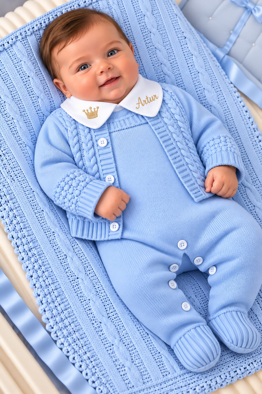 Saida Maternidade Linha 4 pecas Classico masculino-Azul bebe- Personalizado
