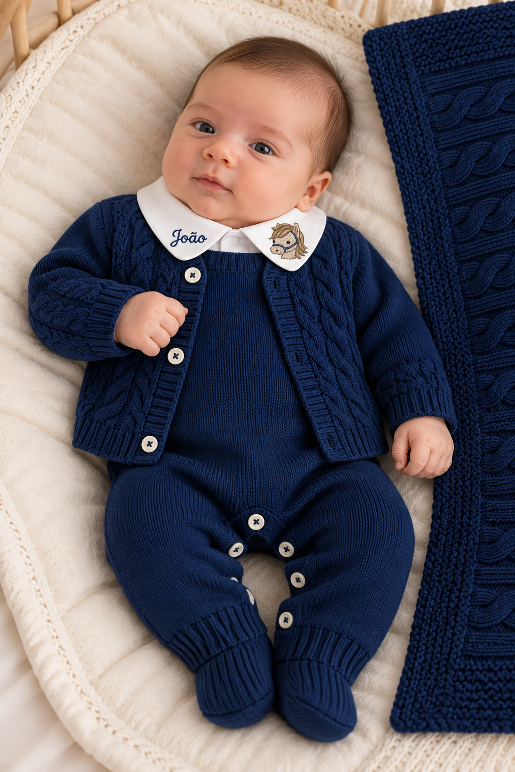 Saida Maternidade Linha 4 pecas Classico masculino-Azul marinho- Personalizado