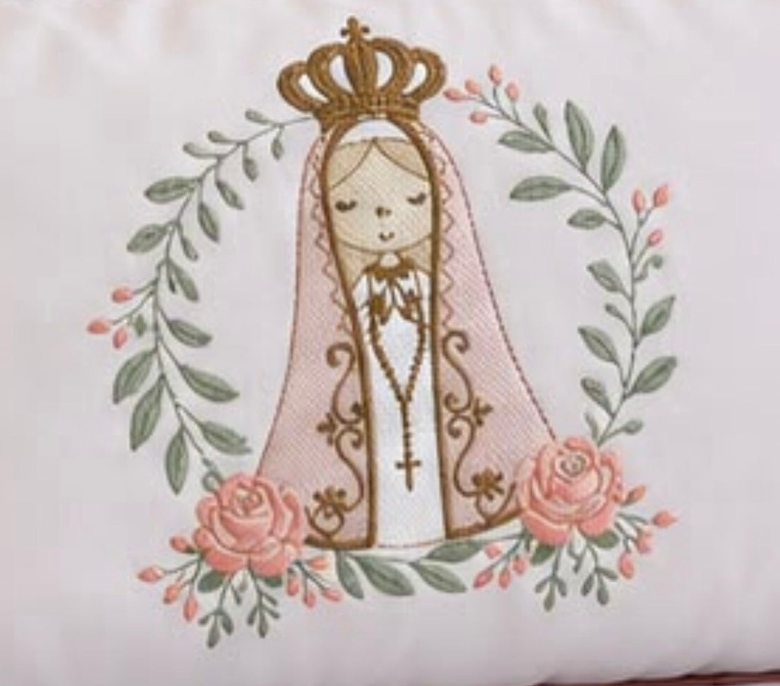 Kit de Berço Jardim de Maria  - 9 Peças - Feminino - Branco/Rose