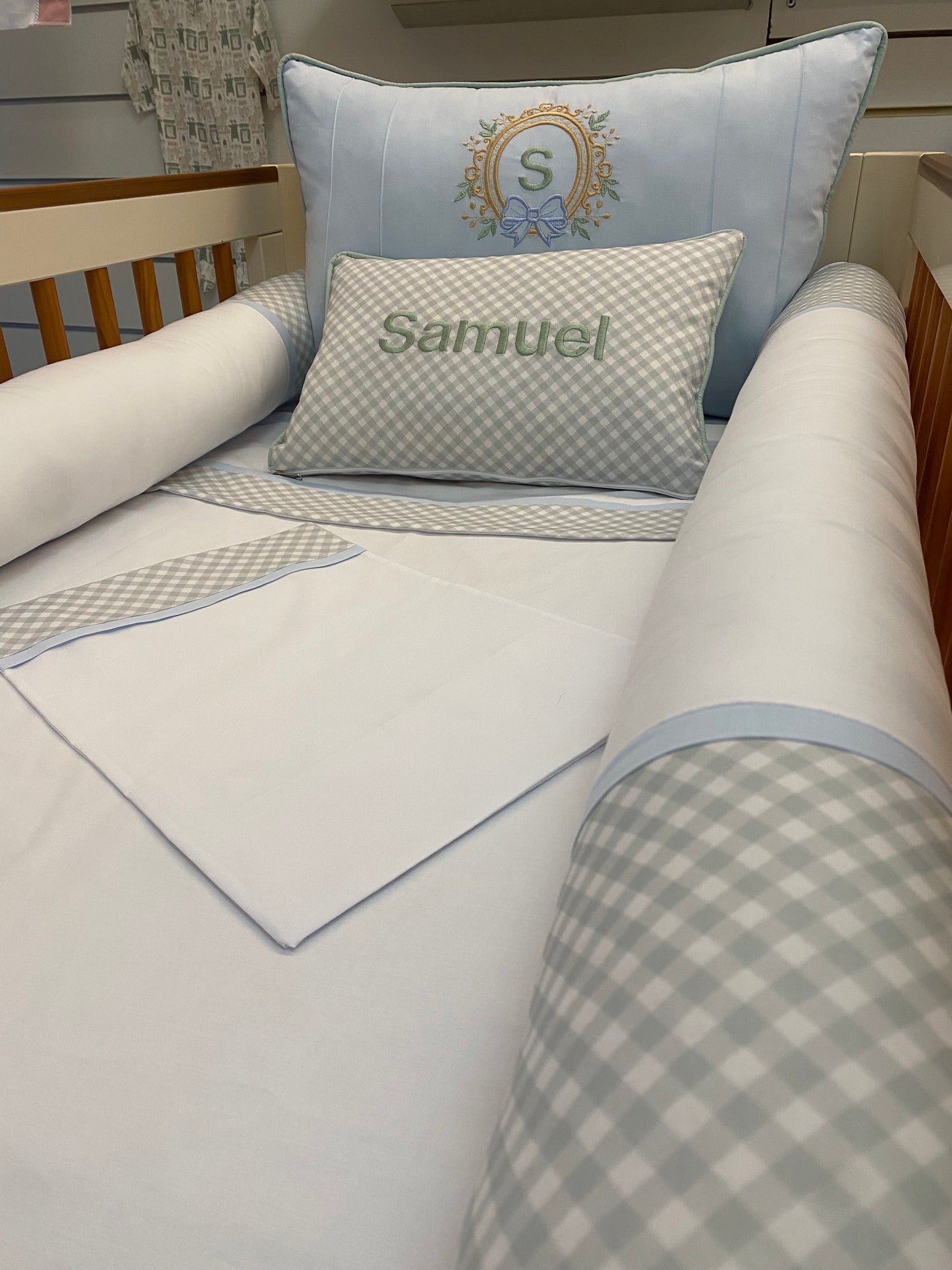 Kit Berço Encanto de Samuel- Clássico Xadrez Azul