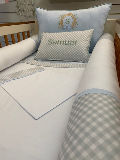 Kit Berço Encanto de Samuel- Clássico Xadrez Azul