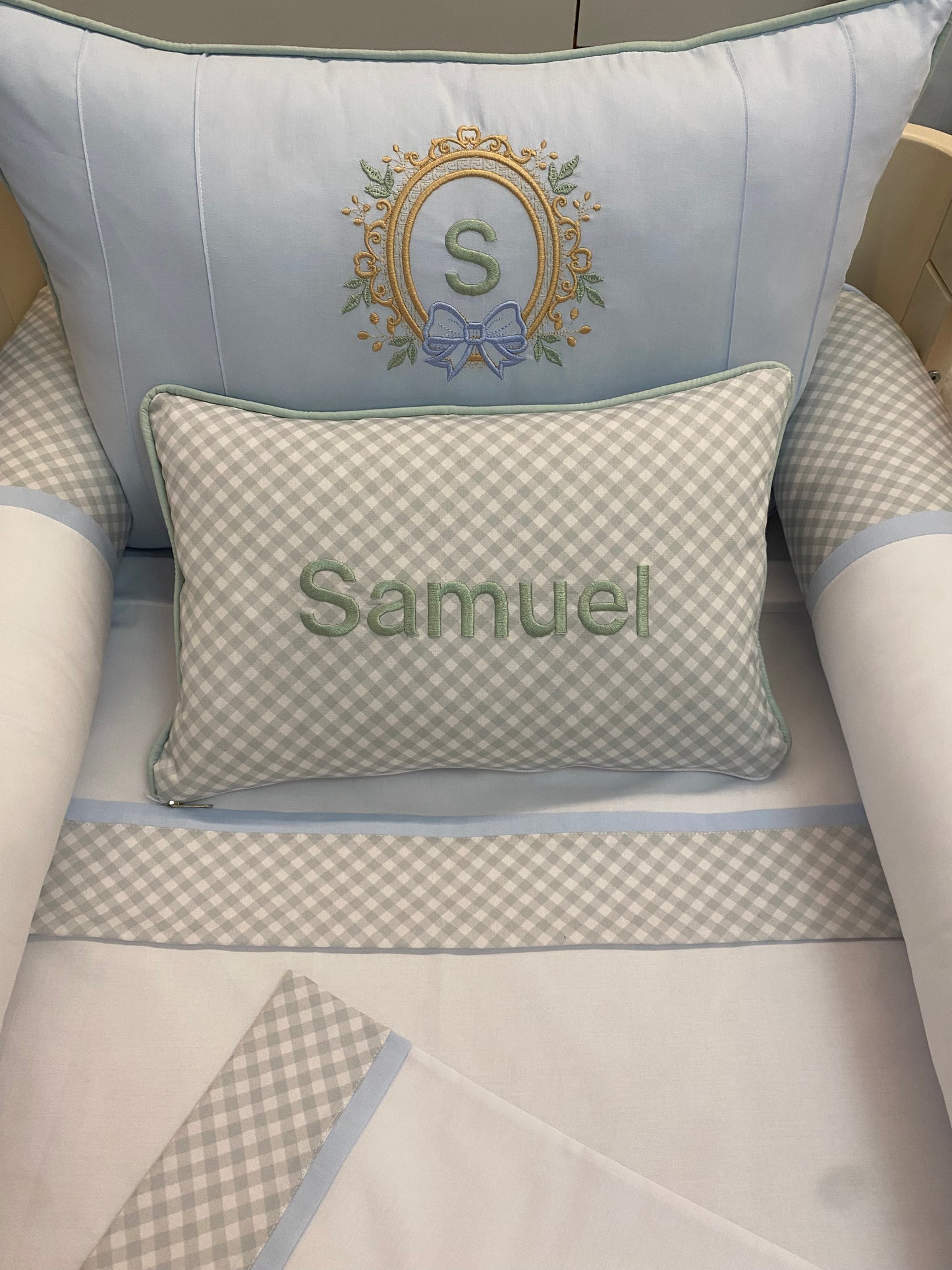 Kit Berço Encanto de Samuel- Clássico Xadrez Azul