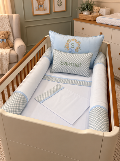 Kit Berço Encanto de Samuel- Clássico Xadrez Azul
