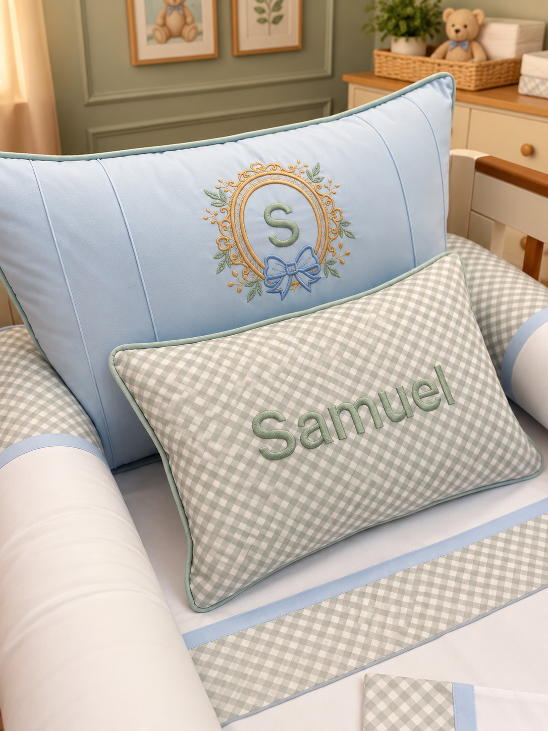 Kit Berço Encanto de Samuel- Clássico Xadrez Azul