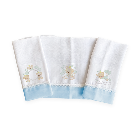 Kit 3 Fraldas Multi-Função - Masculino - Azul Bebê