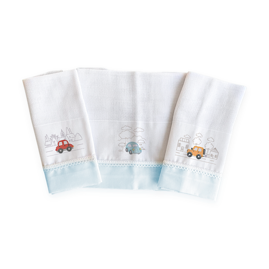 Kit 3 Fraldas Multi-Função - Masculino - Azul Bebê