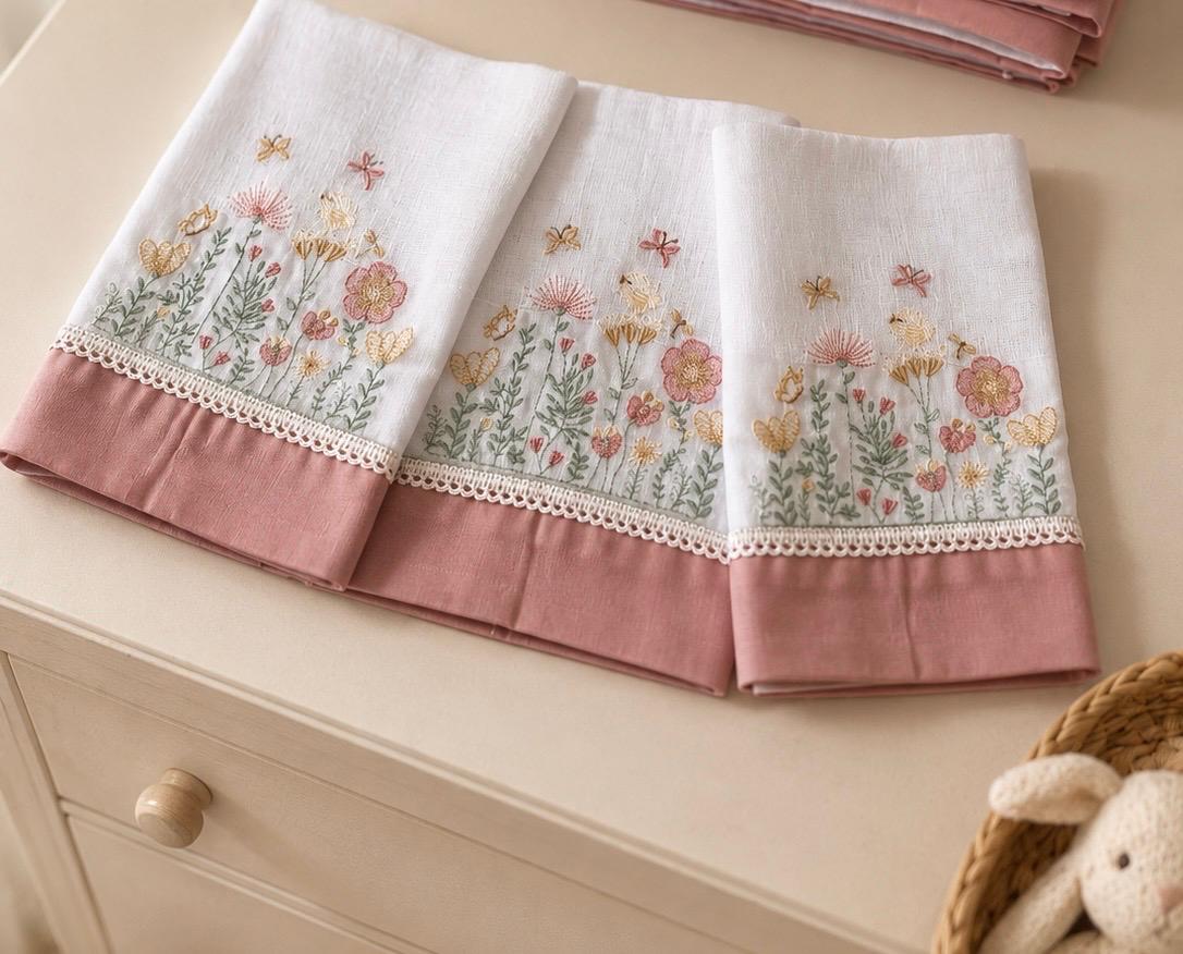 Kit com 3 lenços de boca - Feminino - Rose-Jardim