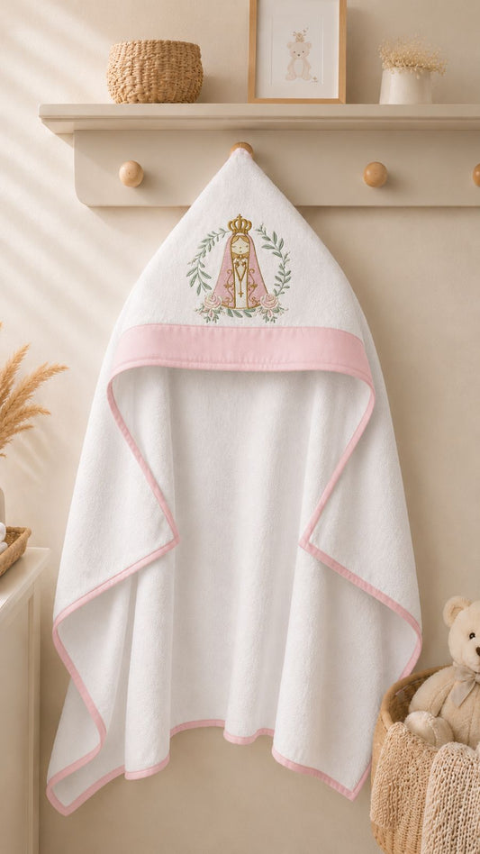 Toalha Felpuda Forrada com Capuz-Coleção Mãe de Jesus