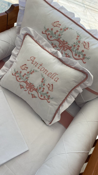Kit Berço Encanto Luxo - 8 Peças - Rose/Branco-feminino