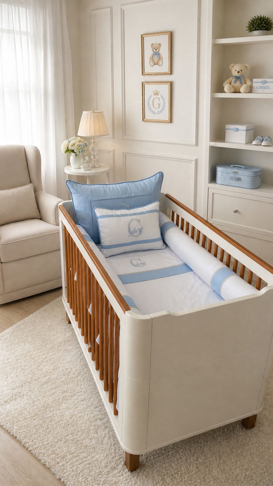 Kit de Berço - Encanto Real-Branco/Azul bebe-50%400fios