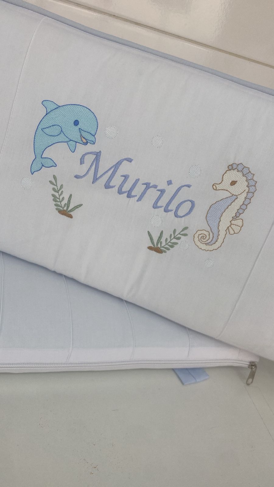 Kit de Berço-Encantado- Slim - 8 Peças - Azul Bebe-Fundo do Mar