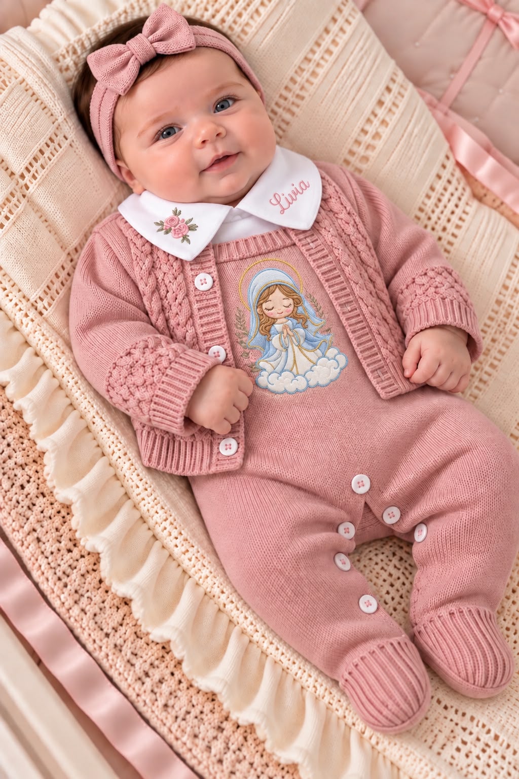 Saida Maternidade Linha 4 pecas feminina Rosa Envelhecido-Personalizada Nossa Senhora das Gracas