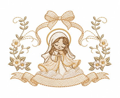 Saida Maternidade Linha 4 pecas feminina Beje -Nossa Senhora das Gracas Personalizada