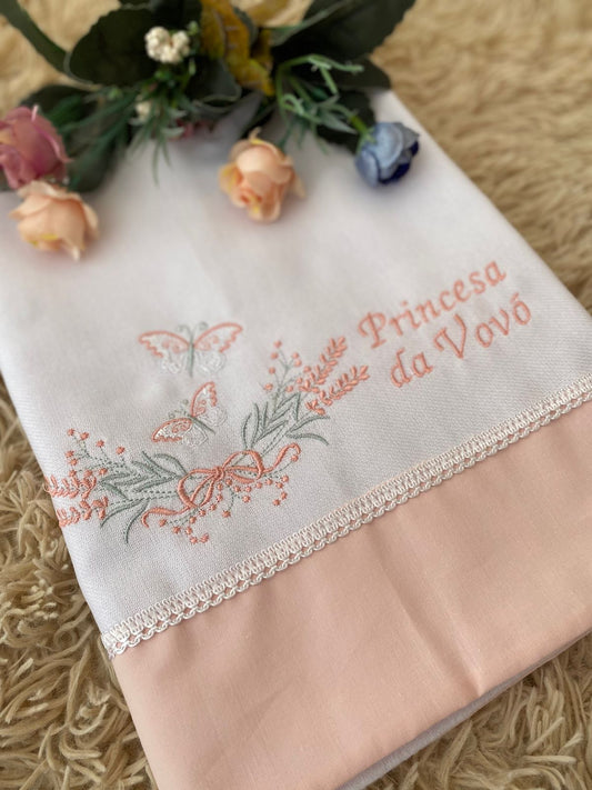 Cueiro (Flanela) - Feminino - Rosa Nuvem-Trio Borboleta