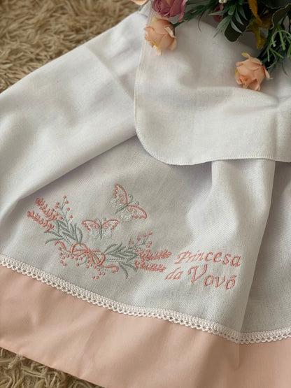 Cueiro (Flanela) - Feminino - Rosa Nuvem-Trio Borboleta