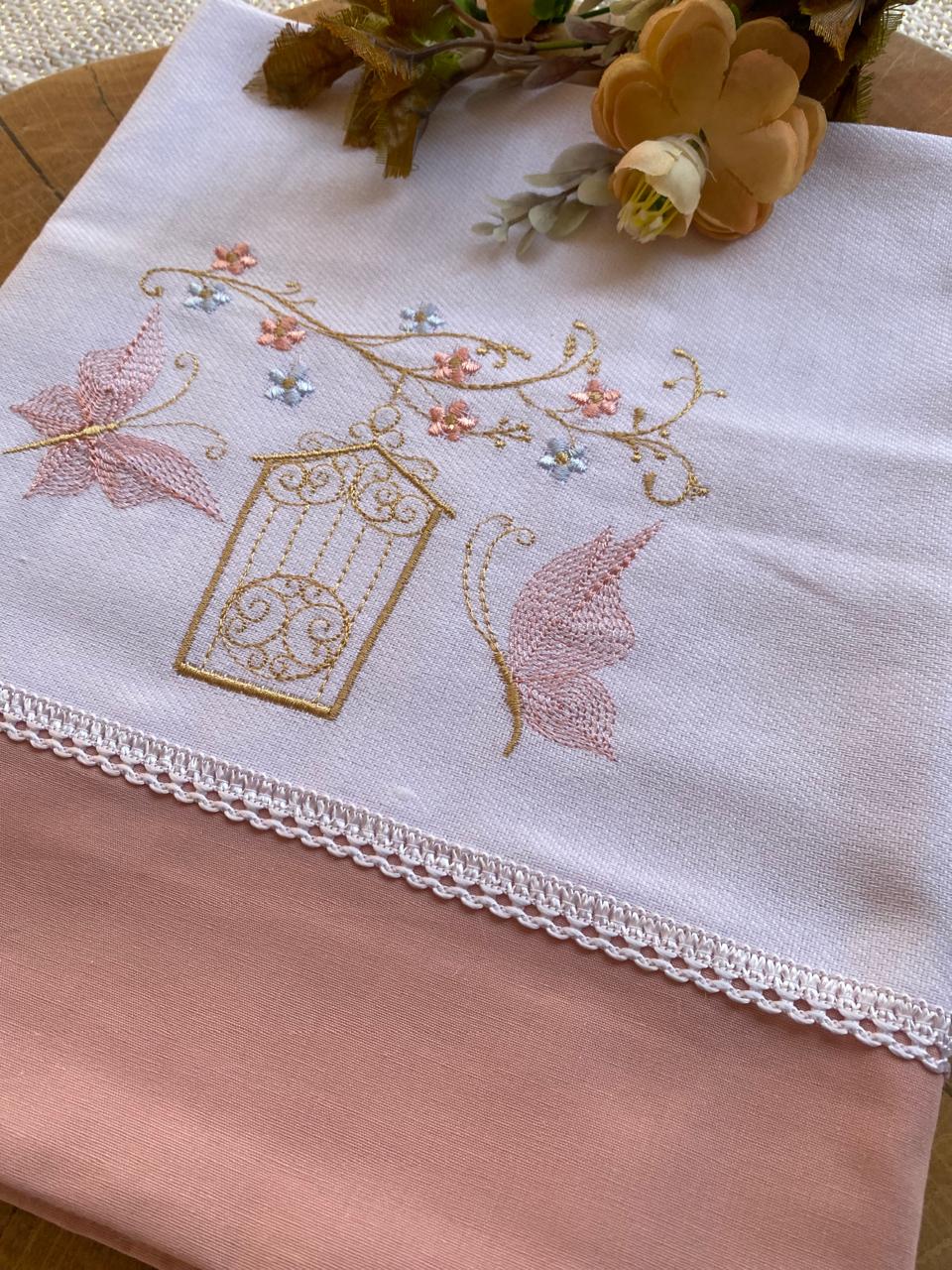 Cueiro (Flanela) - Feminino - Rose- Gaiola