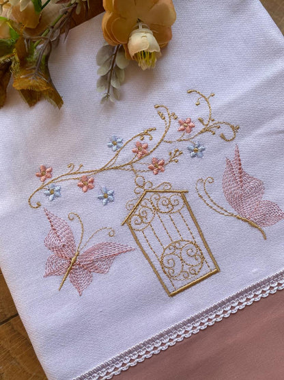 Cueiro (Flanela) - Feminino - Rose- Gaiola