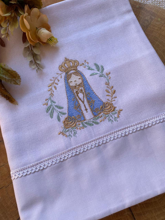 Cueiro (Flanela) - Neutro -Branco-Nossa Senhora  Aparecida