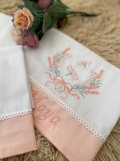 Kit 3 Fraldas Multi-Função- Feminino -Rosa Nuvem-Trio Borboletas