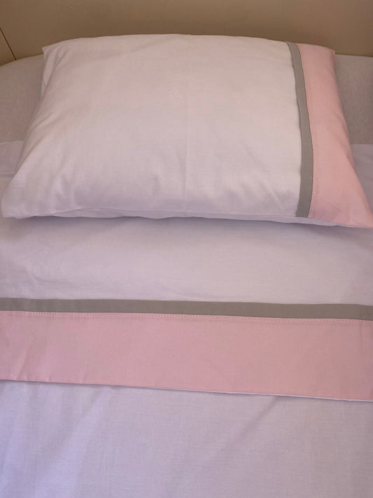 Jogo de lencol 3pcs--Rosa/Cinza- Feminino