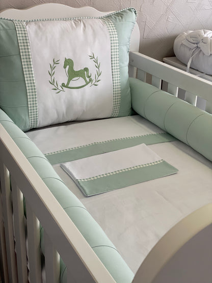 Kit de Berço - Encantado - 8 Peças - Masculino- Verde-Cavalinho
