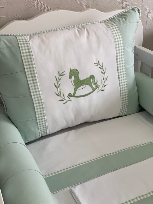 Kit de Berço - Encantado - 8 Peças - Masculino- Verde-Cavalinho