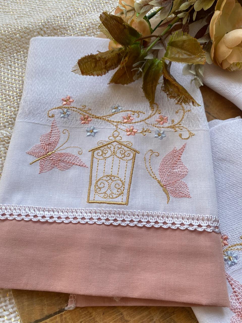 Kit com 3 lenços de boca - Feminino -Rose-Gaiola