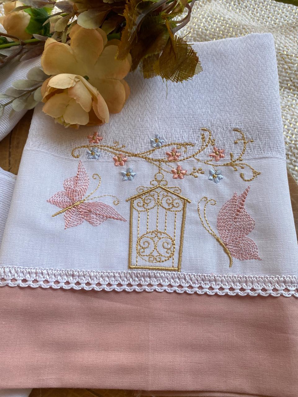 Kit com 3 lenços de boca - Feminino -Rose-Gaiola