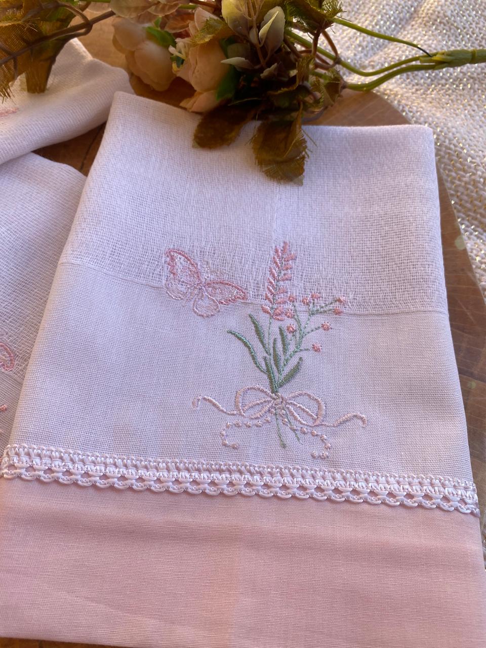 Kit com 3 lenços de boca - Feminino - Rosa Bebe-Trio Borboleta