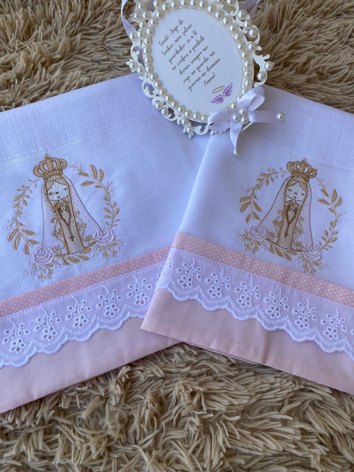 Kit 2 Peças Luxo- Fralda / Lenço de Boca-Valletex-Rosa Bebe-Nossa Senhora