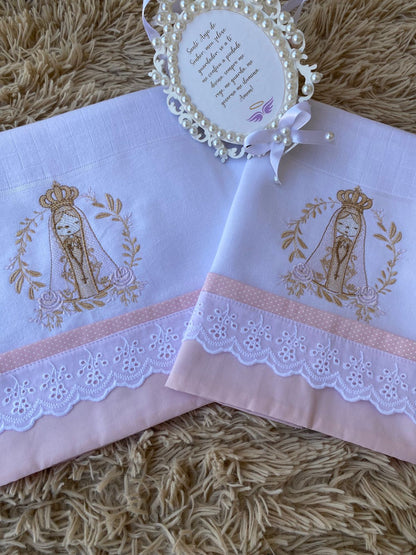 Kit 2 Peças Luxo- Fralda / Lenço de Boca-Valletex-Rosa Bebe-Nossa Senhora