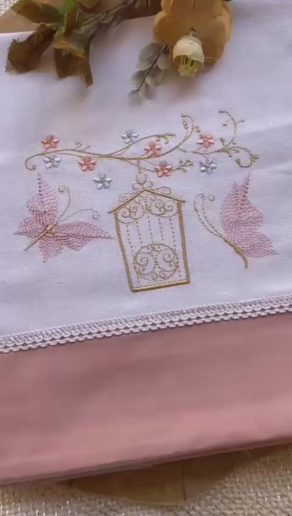 Cueiro (Flanela) - Feminino - Rose- Gaiola