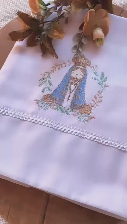 Cueiro (Flanela) - Neutro -Branco-Nossa Senhora  Aparecida