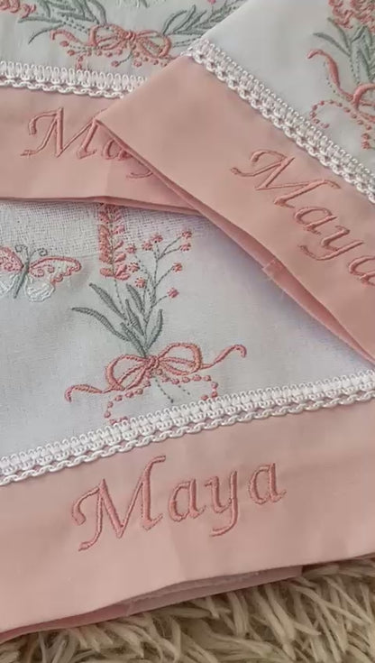 Kit com 3 lenços de boca - Feminino - Rosa Nuvem-Trio Borboleta