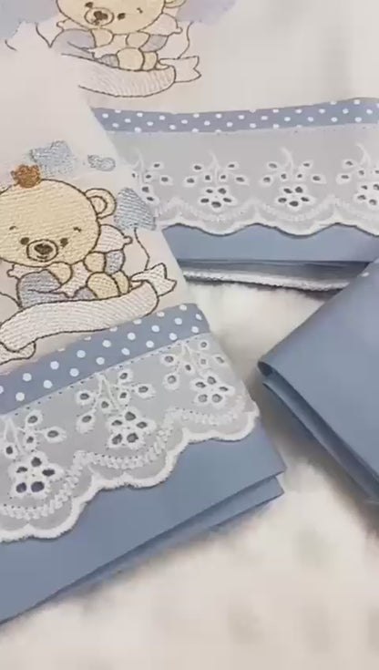 Kit 3 Fraldas Multi-Função- Masculino-Azul Bebe-Ursinho Nas Nuvens