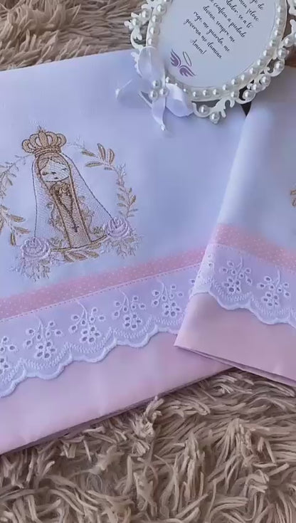 Kit 2 Peças Luxo- Fralda / Lenço de Boca-Valletex-Rosa Bebe-Nossa Senhora