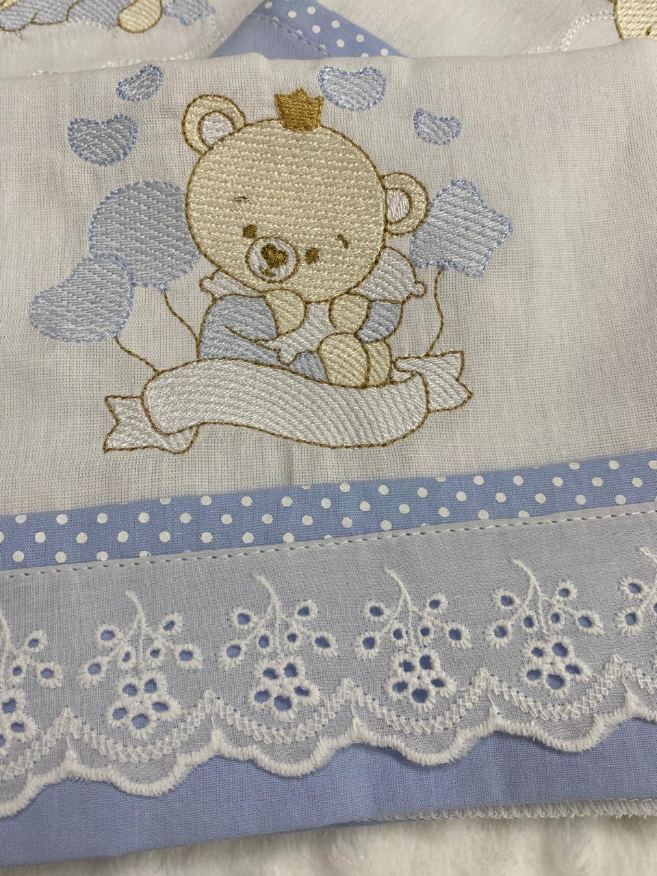 Kit 3 Fraldas Multi-Função- Masculino-Azul Bebe-Ursinho Nas Nuvens