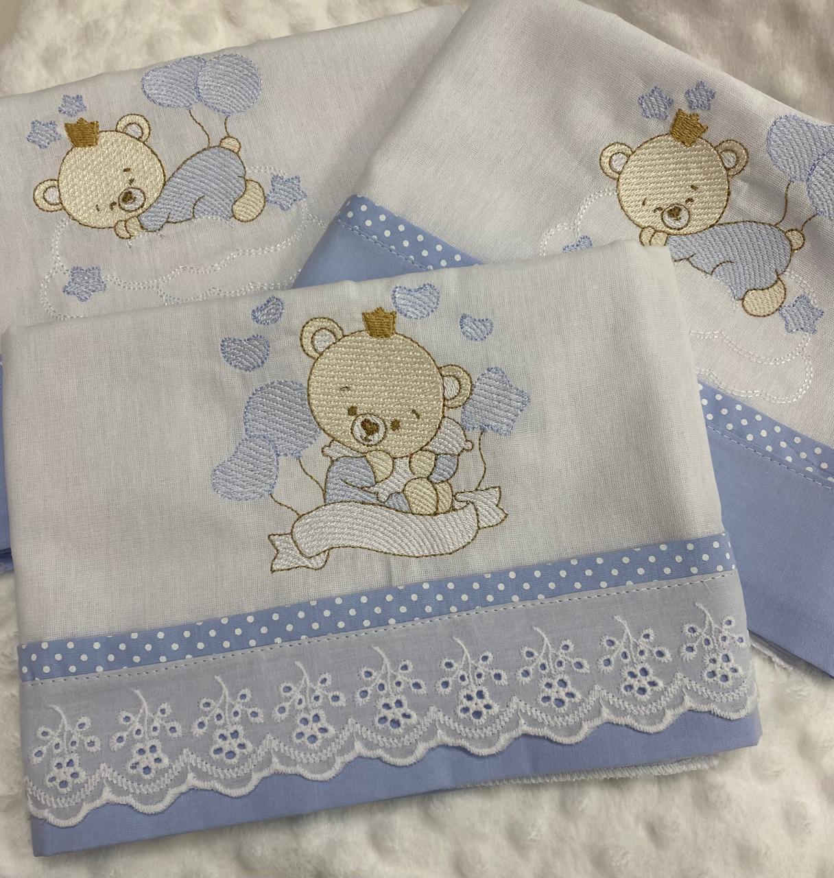 Kit 3 Fraldas Multi-Função- Masculino-Azul Bebe-Ursinho Nas Nuvens