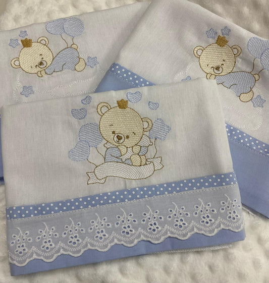 Kit 3 Fraldas Multi-Função- Masculino-Azul Bebe-Ursinho Nas Nuvens